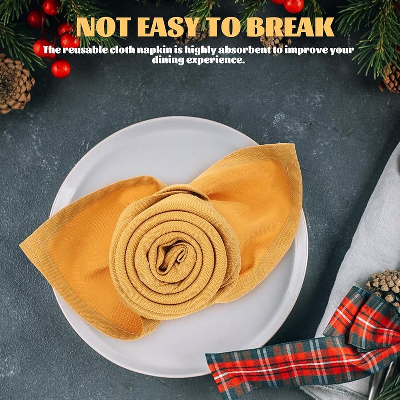 مناديل قماش البوليستر الذهبي بالجملة مجموعة 10 قطع قابلة للطي قابلة لإعادة الاستخدام لتزيين طاولة حفل الزفاف - Image 3